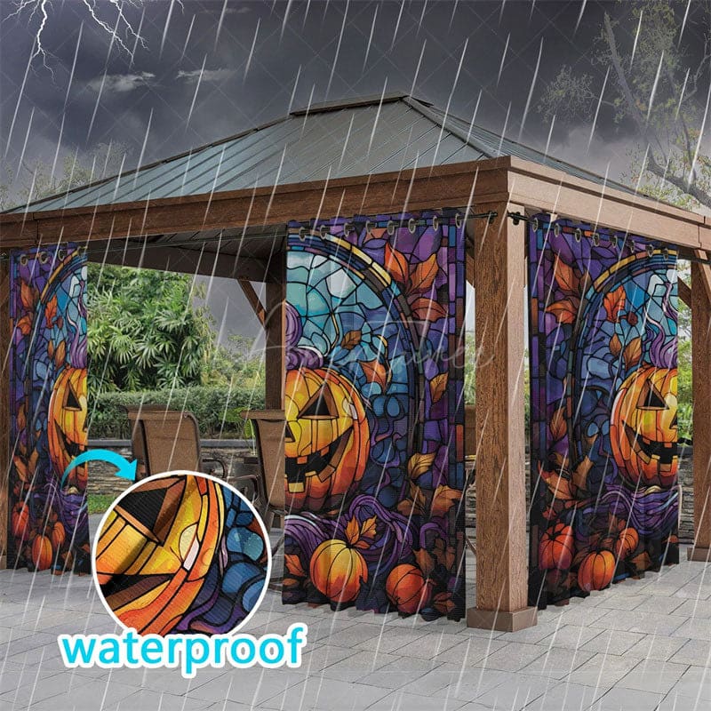 Aperturee - Aperturee Scary Glasshouse Waterproof Printed Outdoor Curtains