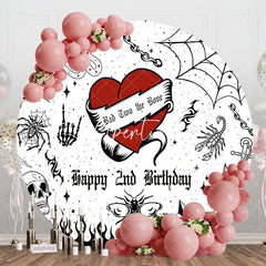 Aperturee - Aperturee Scary Halloween Bad Two Bone Round Birthday Backdrop
