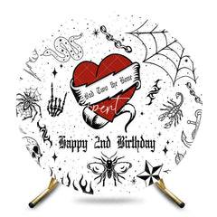 Aperturee - Aperturee Scary Halloween Bad Two Bone Round Birthday Backdrop