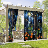 Aperturee - Aperturee Scary Halloween Waterproof Printed Outdoor Curtains