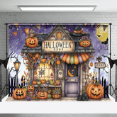 Aperturee - Aperturee Scary Pumpkin Cabin Happy Halloween Photo Backdrop