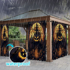 Aperturee - Aperturee Scary Pumpkins Waterproof Printed Outdoor Curtains