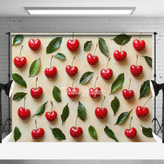 Aperturee - Aperturee Scattered Cherry Leaves Fruit Valentines Day Backdrop
