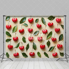 Aperturee - Aperturee Scattered Cherry Leaves Fruit Valentines Day Backdrop