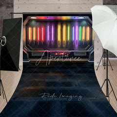 Aperturee - Aperturee Sci-Fi Glowing Laser Swords Armory Backdrop Space Spaceship Interior Photography Background for Boy Portrait