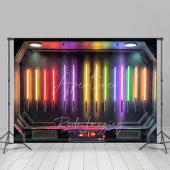 Aperturee - Aperturee Sci-fi Lightsaber Collection Backdrop Neon Rainbow Laser Sword Galaxay Space Theme Futuristic Studio Background