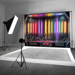 Aperturee - Aperturee Sci-fi Lightsaber Collection Backdrop Neon Rainbow Laser Sword Galaxay Space Theme Futuristic Studio Background