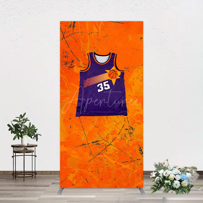 Aperturee - Aperturee Scratched Orange Purple Jersey Sports Rectangle Backdrop