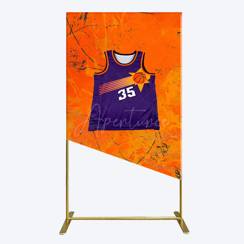 Aperturee - Aperturee Scratched Orange Purple Jersey Sports Rectangle Backdrop