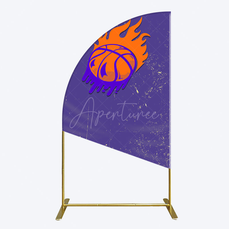 Aperturee - Aperturee Scratched Purple Hot Basketball Sport Half Moon Arch Backdrop