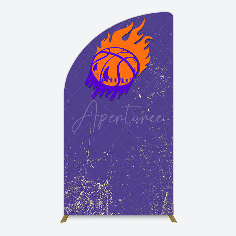 Aperturee - Aperturee Scratched Purple Hot Basketball Sport Half Moon Arch Backdrop