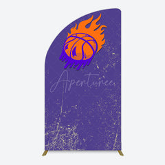 Aperturee - Aperturee Scratched Purple Hot Basketball Sport Half Moon Arch Backdrop
