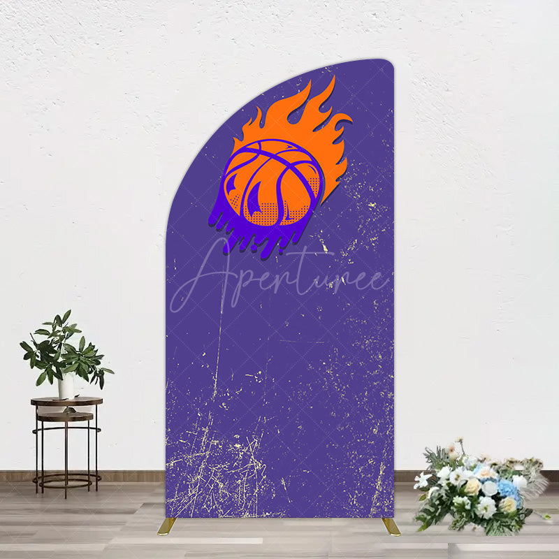 Aperturee - Aperturee Scratched Purple Hot Basketball Sport Half Moon Arch Backdrop