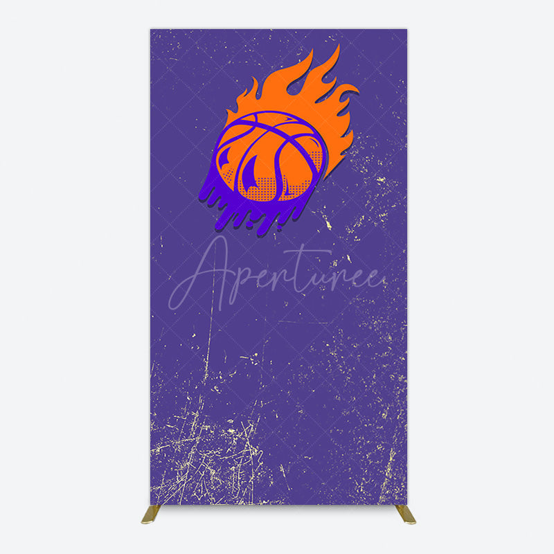 Aperturee - Aperturee Scratched Purple Hot Basketball Sport Rectangle Backdrop