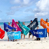 Aperturee - Aperturee Scripty Style Custom Beach Towel With Name Birthday Vacation Gift