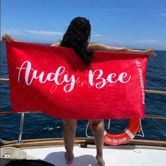 Aperturee - Aperturee Scripty Style Custom Beach Towel With Name Birthday Vacation Gift