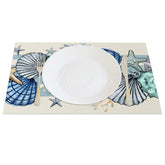 Aperturee - Aperturee Sea Star Shell And Coral Summer Set of 4 Placemats