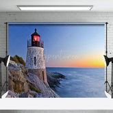 Aperturee - Aperturee Seaside Lighthouse Sunset Scenery Photo Backdrop