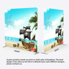Aperturee - Aperturee Seaside Rainbow Pirate Ship Square Tension Backdrop