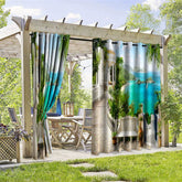 Aperturee - Aperturee Seaside Villa Waterproof Printed Outdoor Curtains