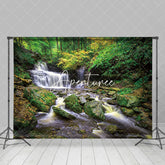 Aperturee - Aperturee Serene River Cascad Waterfalls Autumn-Toned Backdrop