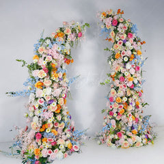 Aperturee - Aperturee Set of 2 Colorful Artificial Floral Moon Arch