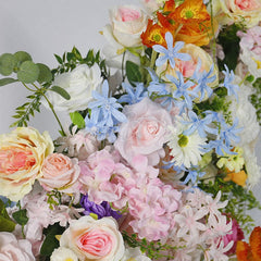Aperturee - Aperturee Set of 2 Colorful Artificial Floral Moon Arch
