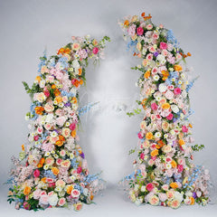 Aperturee - Aperturee Set of 2 Colorful Artificial Floral Moon Arch