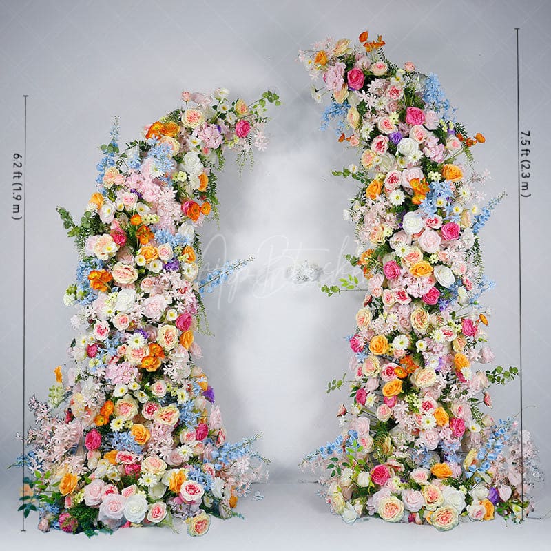Aperturee - Aperturee Set of 2 Colorful Artificial Floral Moon Arch