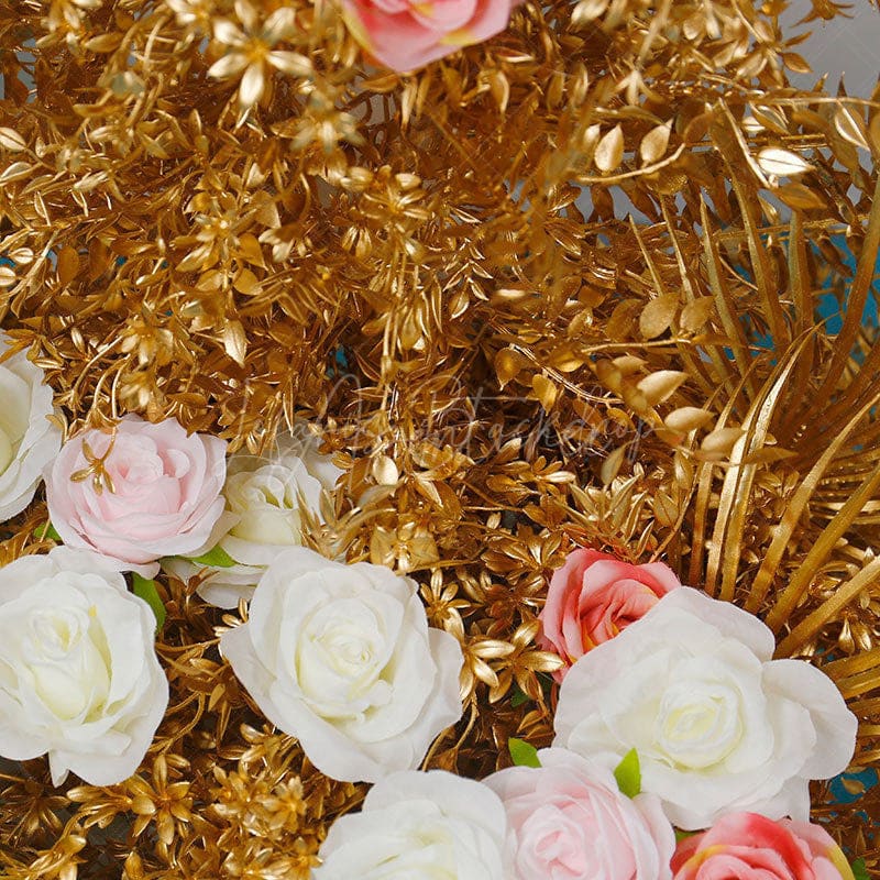 Aperturee - Aperturee Set of 2 Gold Leaves Floral Archway For Wedding