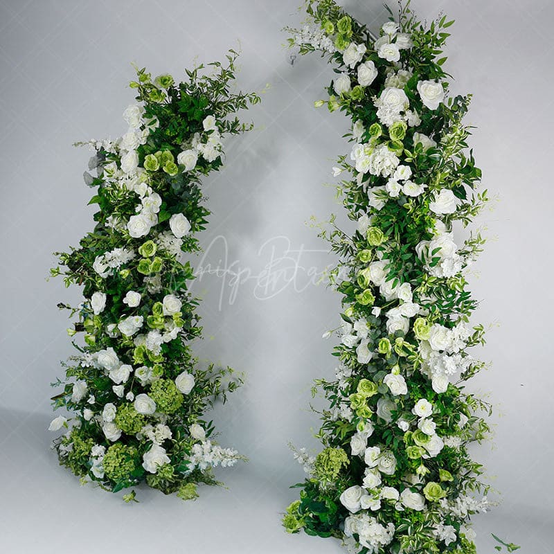 Aperturee - Aperturee Set of 2 Greenery White Rose Archway for Wedding