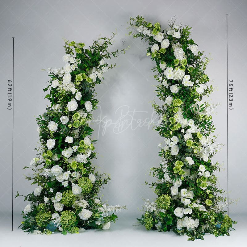 Aperturee - Aperturee Set of 2 Greenery White Rose Archway for Wedding