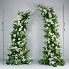 Aperturee - Aperturee Set of 2 Greenery White Rose Archway for Wedding