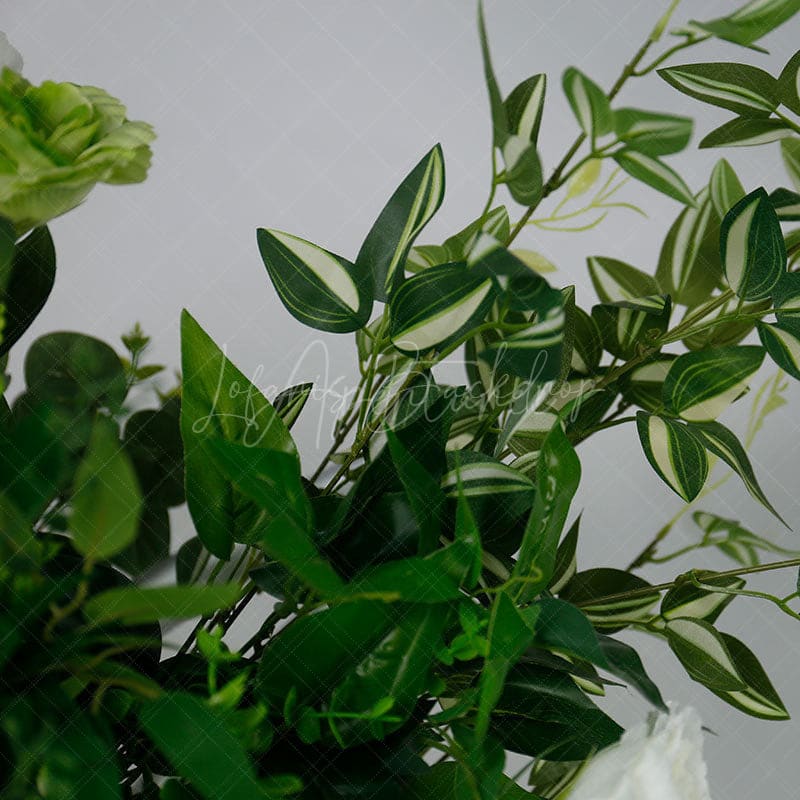 Aperturee - Aperturee Set of 2 Greenery White Rose Archway for Wedding