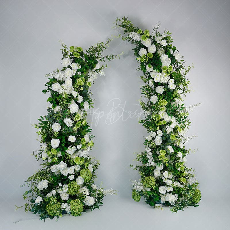 Aperturee - Aperturee Set of 2 Greenery White Rose Archway for Wedding