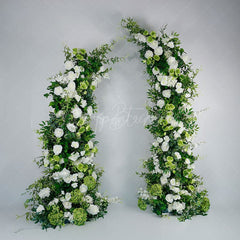 Aperturee - Aperturee Set of 2 Greenery White Rose Archway for Wedding