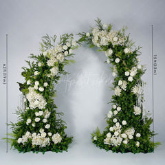 Aperturee - Aperturee Set of 2 Plant White Rose Wedding Floral Horn Arch