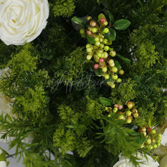 Aperturee - Aperturee Set of 2 Plant White Rose Wedding Floral Horn Arch