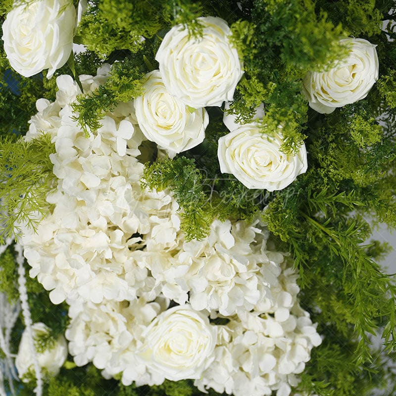 Aperturee - Aperturee Set of 2 Plant White Rose Wedding Floral Horn Arch