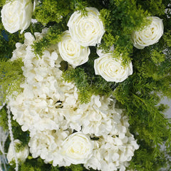 Aperturee - Aperturee Set of 2 Plant White Rose Wedding Floral Horn Arch
