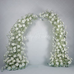 Aperturee - Aperturee Set of 2 Romantic White Artificial Flower Archway