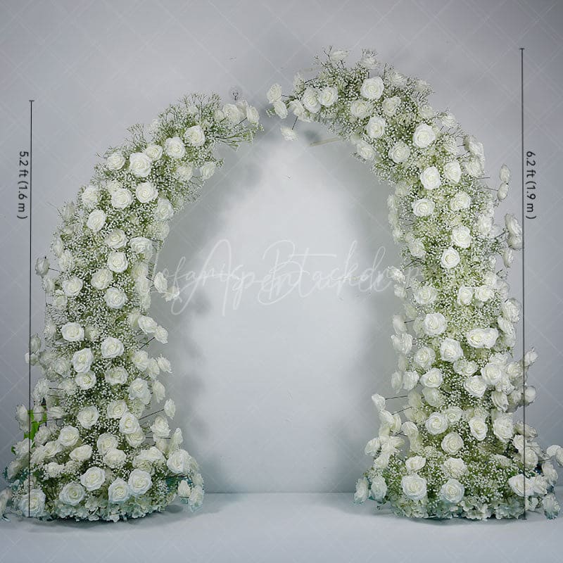Aperturee - Aperturee Set of 2 Romantic White Artificial Flower Archway