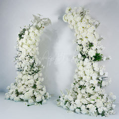 Aperturee - Aperturee Set of 2 White Flower Horn Arch Decor For Wedding