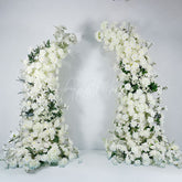 Aperturee - Aperturee Set of 2 White Flower Horn Arch Decor For Wedding