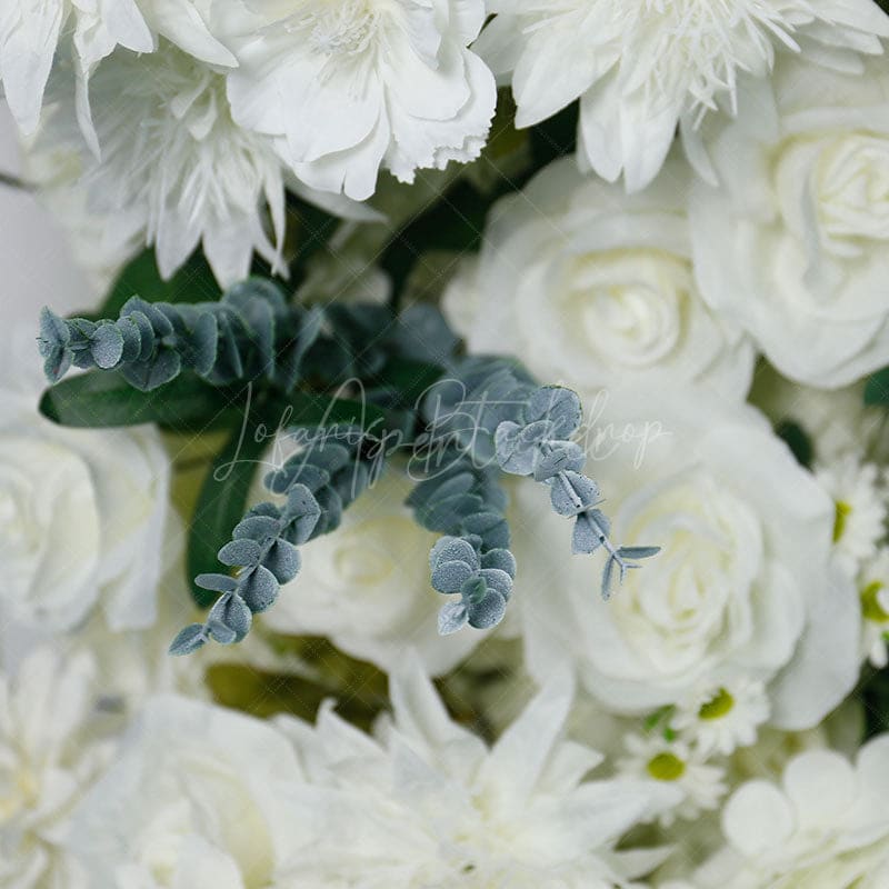 Aperturee - Aperturee Set of 2 White Flower Horn Arch Decor For Wedding
