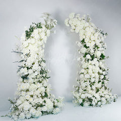 Aperturee - Aperturee Set of 2 White Flower Horn Arch Decor For Wedding
