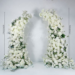 Aperturee - Aperturee Set of 2 White Flower Horn Arch Decor For Wedding