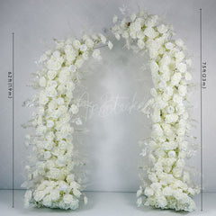 Aperturee - Aperturee Set of 2 White Rose Moon Shape Wedding Floral Arch
