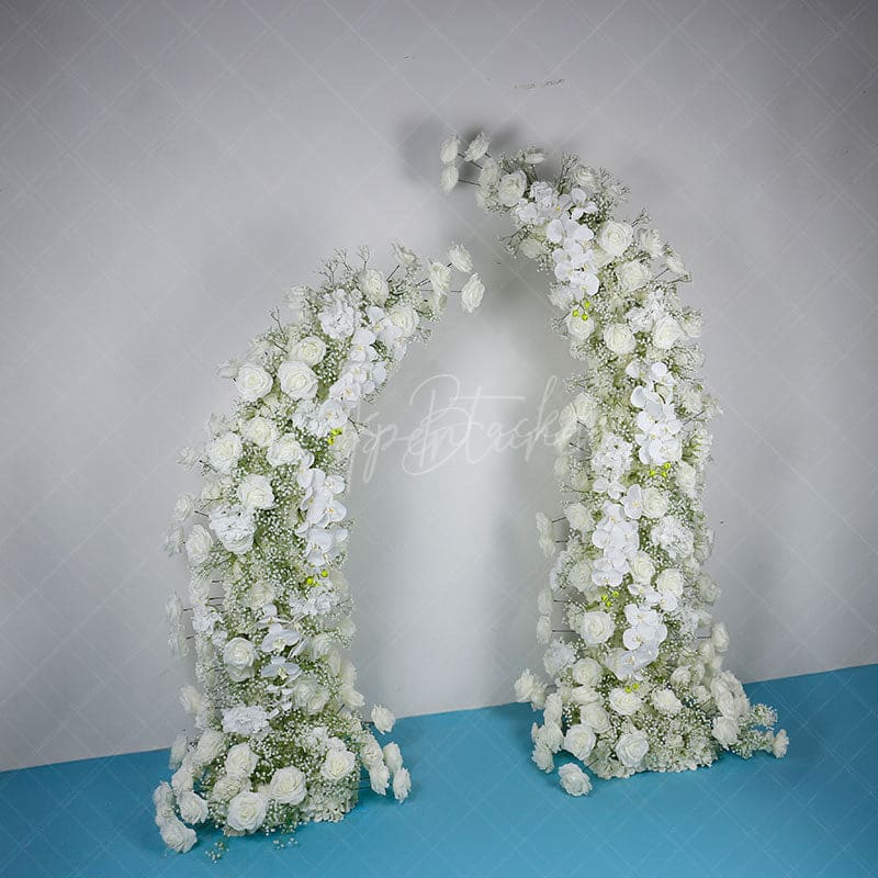 Aperturee - Aperturee Set of 2 White Rose Wedding Ceremony Moon Archway