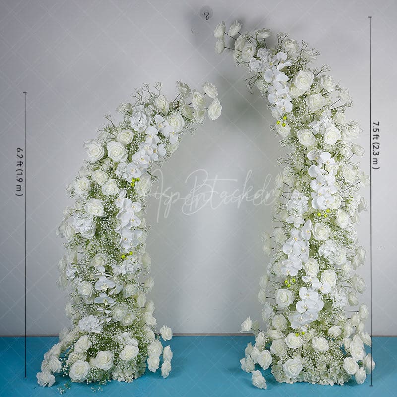 Aperturee - Aperturee Set of 2 White Rose Wedding Ceremony Moon Archway